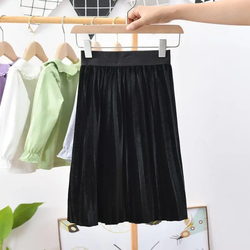 black 1 skirt Весенне-осенне-зимние юбки-пачки для маленьких девочек детская одежда длинная Плиссированная юбка для девочек Детский костюм JW5075 - Цвет: black 1 skirt