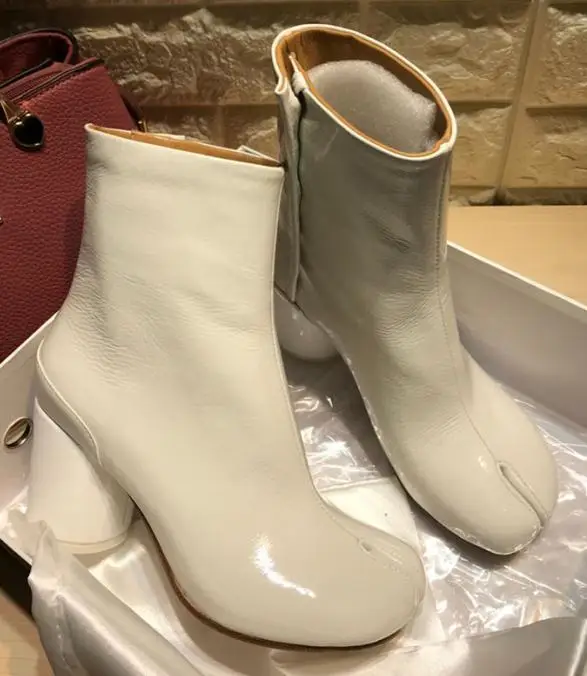 As Pic Зимние ботинки в стиле таби; женские ботильоны на высоком каблуке; Botas Mujer; кожаные женские ботильоны; удобные блестящие ботинки; Feminina; роскошные женские ботинки; Zapatos De Mujer - Цвет: As Pic