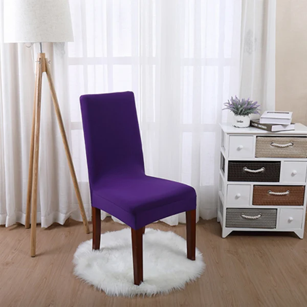 Dark Purple Твердый растягивающийся спандекс, съемные чехлы на стулья для столовой, чехол для гостиной, дома, вечерние, свадебные, декоративные чехлы на стулья - Цвет: Dark Purple