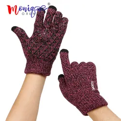 2019 зимние красные перчатки мужские вязаные перчатки с сенсорным экраном женские теплые шерстяные толстые бархатные Нескользящие Теплые