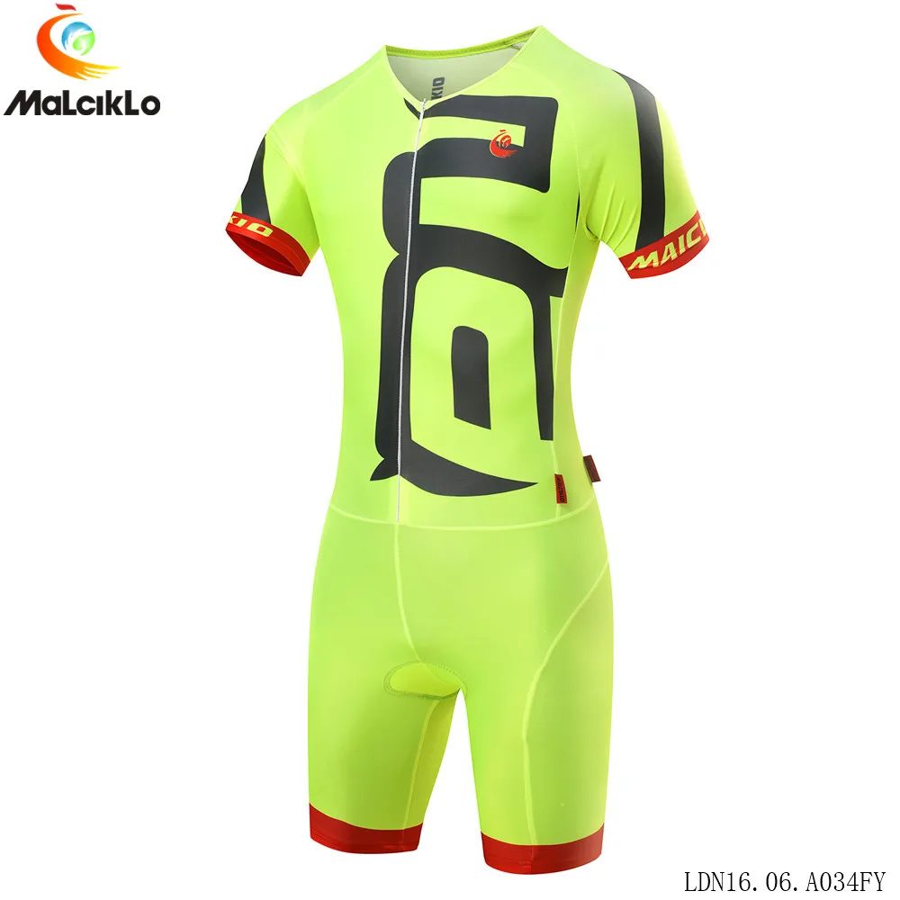 Malciklo Men's Triathlon Short Sleeve Tri Suit Breathable Quick