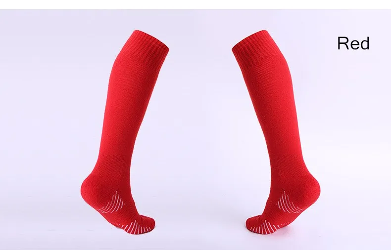 Детские профессиональные спортивные носки для футбола; однотонные Детские компрессионные цветные носки для мальчиков; футбольные носки; махровые гольфы - Цвет: Красный