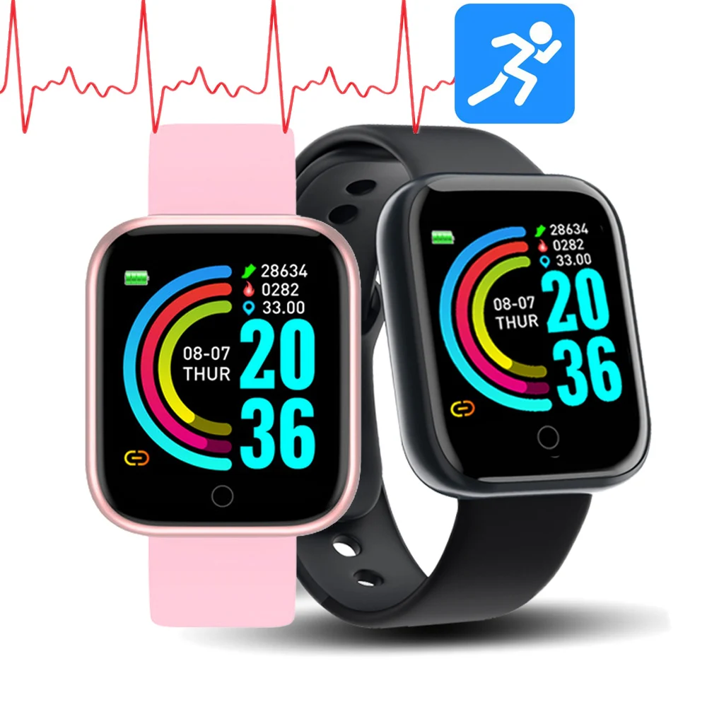 Reloj inteligente Y68, dispositivo resistente al agua con control del ritmo cardíaco y de la presión sanguínea, Bluetooth, D20, para IOS y Android