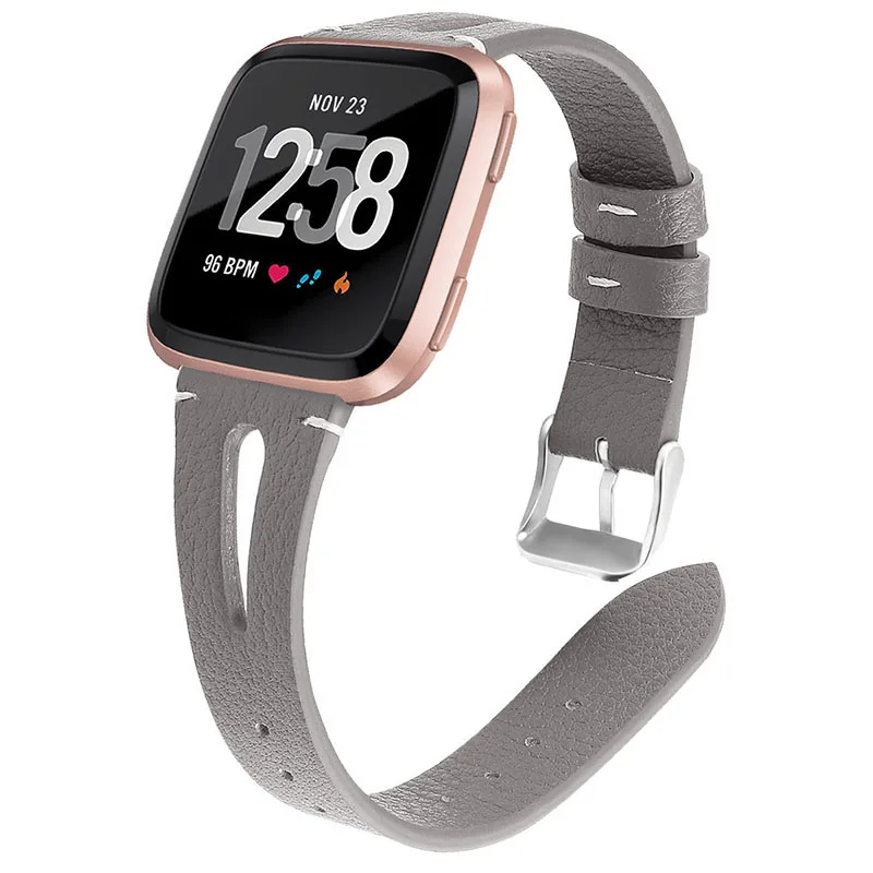 Ремешок для Fitbit Versa, Кожаный Модный ремешок для замены, кожаный ремешок для наручных часов, ремешок для браслета, ремень для Fitbit Versa - Цвет ремешка: Gray
