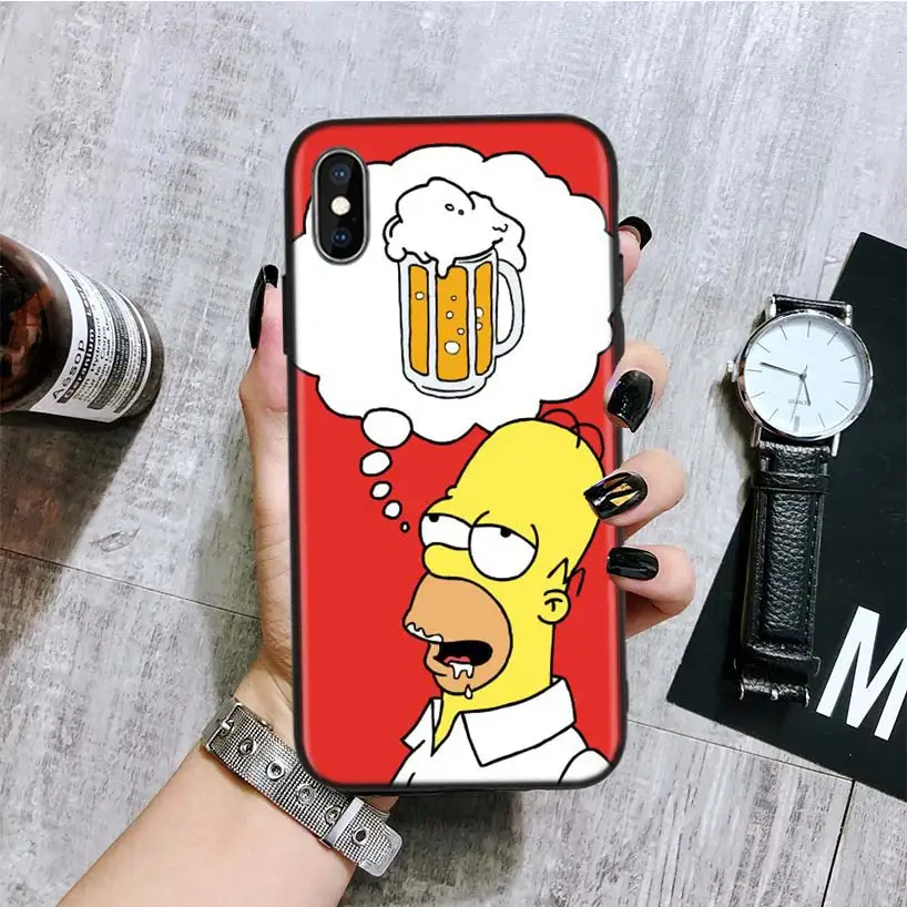 Забавный черный чехол Homer J. Simpson для телефона Apple IPhone 11 Pro XS MAX XR 7 8 6 6S Plus X 10 Ten 5 5S SE Coque Shell
