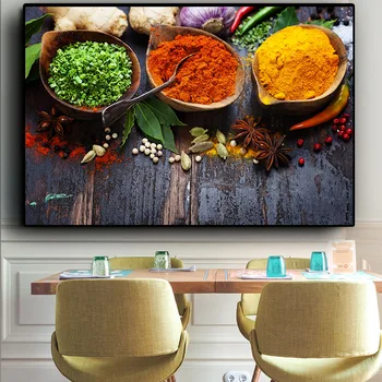 

Grains Spices Peppers Kitchen Canvas Painting Wall Art Pictures Painting Wall Art for Living Room Home Decor (No Frame)