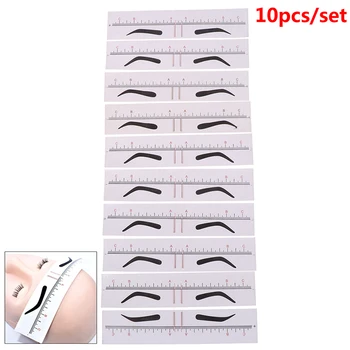 

10pcs/set Design DIY Drawing Shaper Template Eyebrow Stencils Template Ruler Sticker Measure Tattoo Makeup Tool Styling