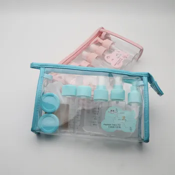 

10PCS Pink Blue Refillable Bottles Set Travel Package Cosmetics Bottles Plastic Makeup Tools Empty Perfume Bottle