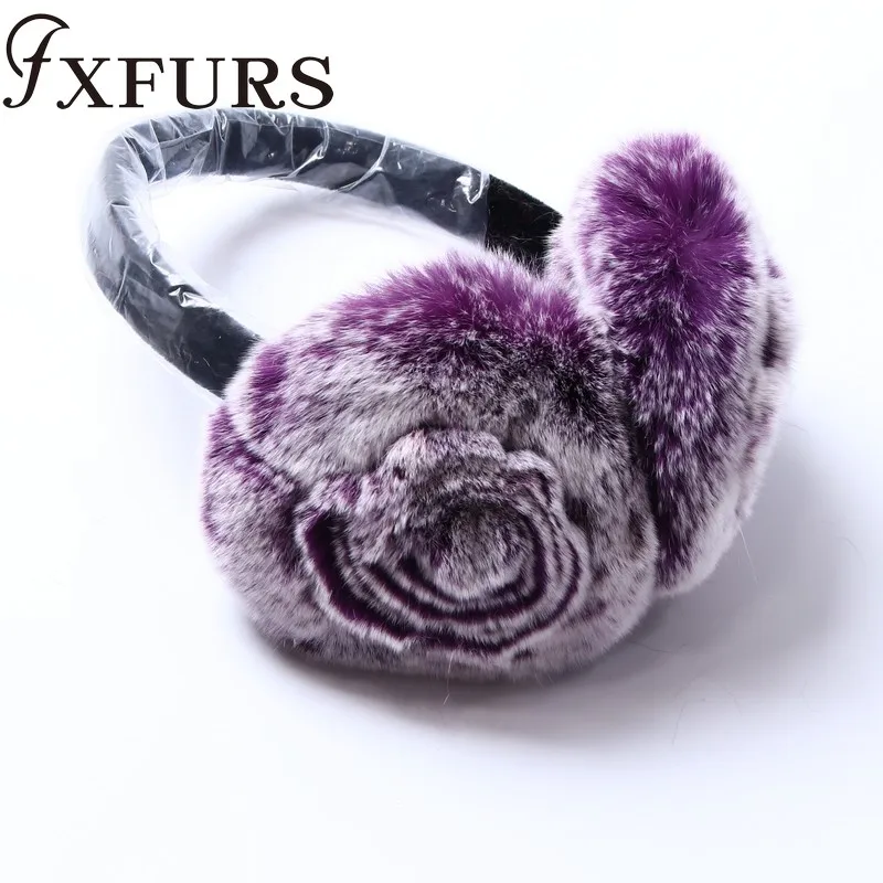 FXFURS зимние наушники с натуральным кроличьим мехом теплые наушники милые розовые наушники русские женские из натурального меха плюшевые наушники натуральный мех