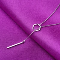 Геометрический 925 пробы серебряная подвеска-Сердце ожерелья ювелирных изделий для Для женщин - Окраска металла: Hexagon