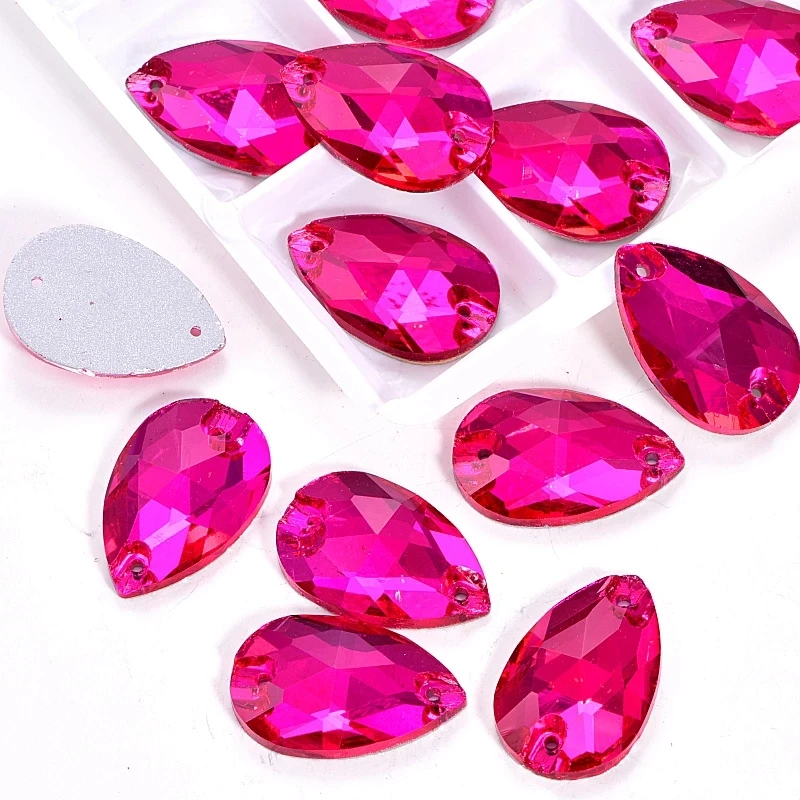 Glass Sew On Rhinestones Teardrop Many Colors Flatback Sewing For Wedding Dress B1275 7 Size