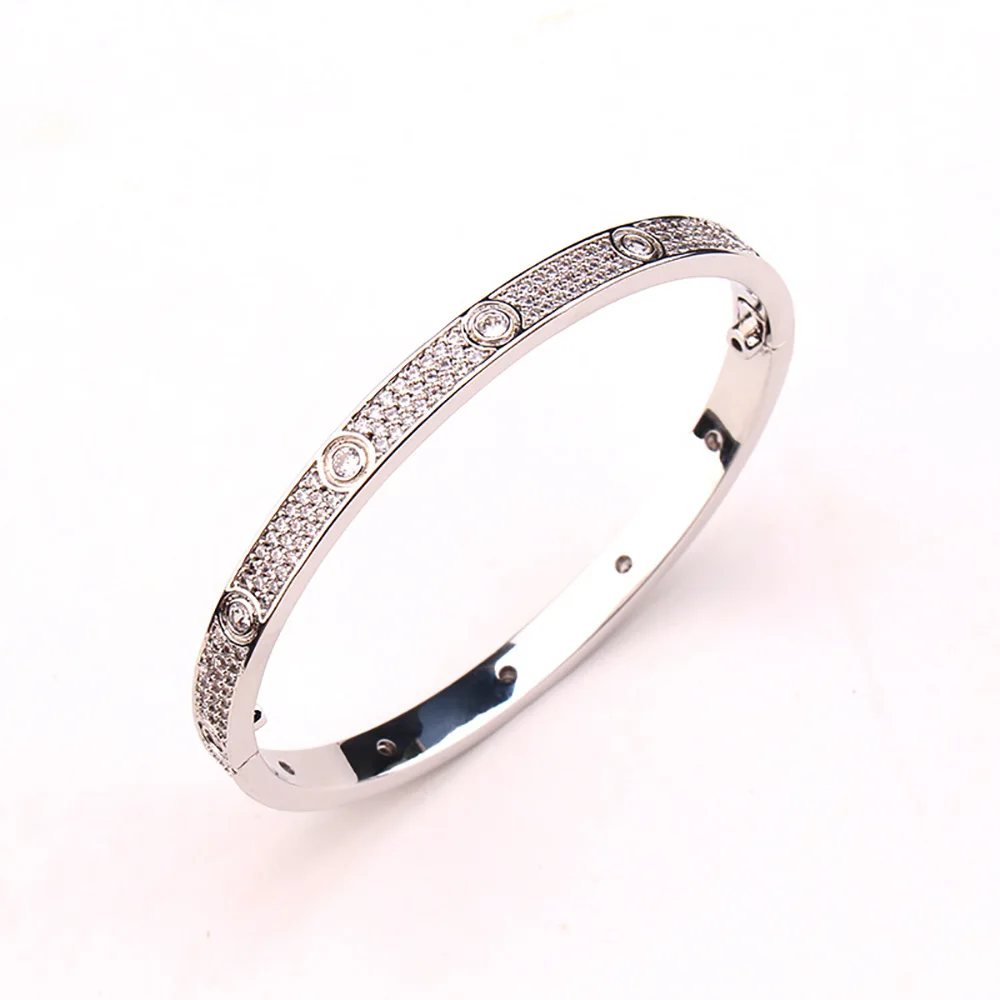 Cubic Zirconia Inlaid Bracelet For Women Men Couple Style
