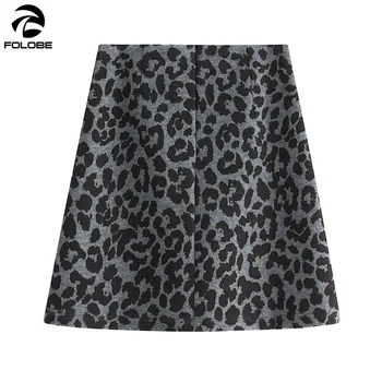 

Fall Winter Fall Fashion Womens High Waisted Leopard Soft Wool Blend Leopard Bodycon Knitted Mini Skirt Daily For Ladies