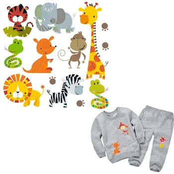 

Cartoon Animal Set Applique Thermal Patches Stickers Washable Garment Accessory Heat Transfer Diy Print On T-Shirt Jeans Socks