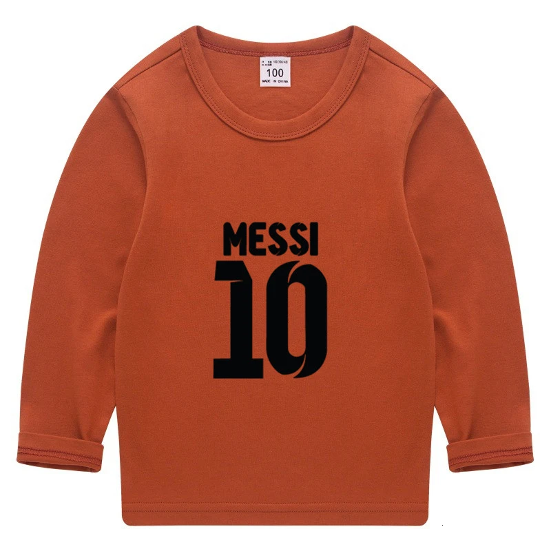 MESSI 10 летнее платье с О-образным вырезом топы для мальчиков и девочек, забавные цветные с длинным рукавом для маленьких мальчиков с изображением мультипликационных персонажей для детей футболка для детей - Цвет: as picture