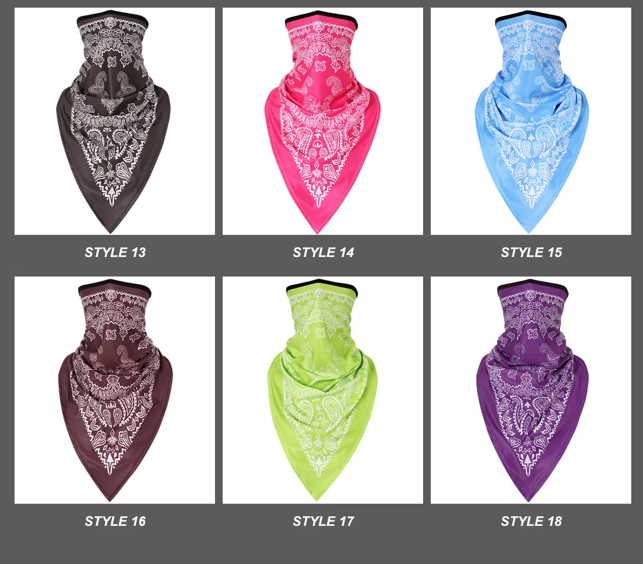 mens white scarf CHINGYUN ice silk flower pattern mask sunscreen riding neck sleeve digital printing men and women outdoor sports triangle scarf wool scarf mens