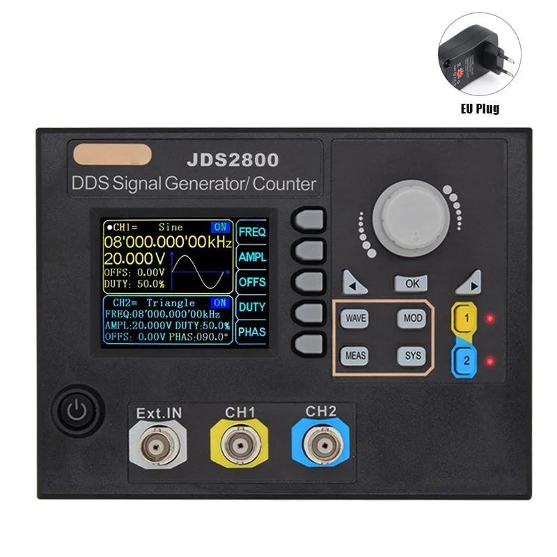 EU plug JDS2800 60 МГц генератор сигналов цифровой контроль двухканальный DDS произвольный частотомер JA55 - Цвет: EU plug