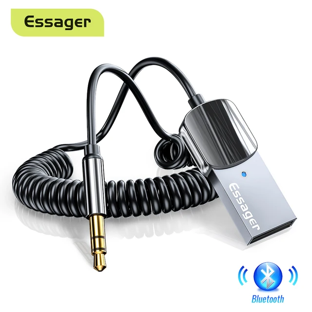 Essager Bluetooth Aux Adapter Dongle USB To 3.5mm Jack Car Audio Aux Bluetooth 5.0 Handsfree Kit For Car Receiver BT transmitter 1