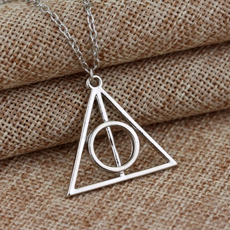 Футболка с треугольным рисунком «Гарри Поттер Луна». Лавгуд среднего Воскрешающий камень вращающийся «Дары смерти» Цепочки и ожерелья
