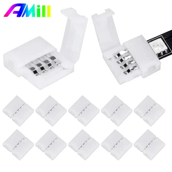 

AMill 10Pcs 10mm 4 Pin L Shape Led Strip Light Connector For Connecting Corner Right Angle 10mm 5050 SMD RGB LED Light Strips