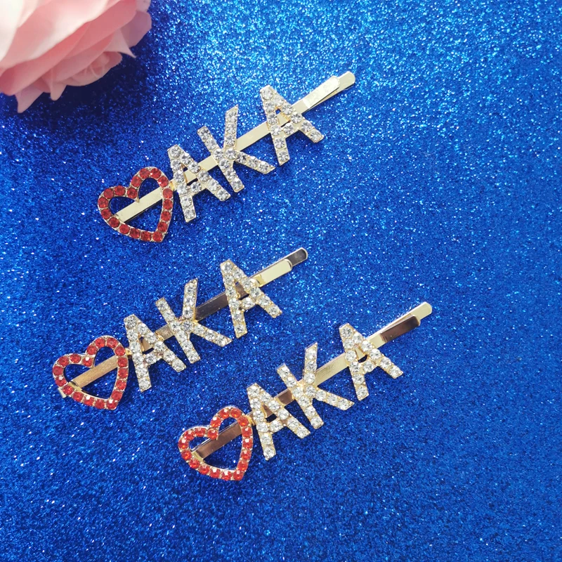 2020 новый дизайн индивидуальные греческие буквы AKA заколки для волос золотого