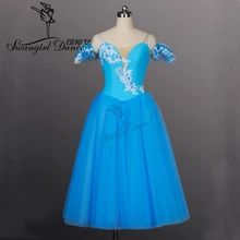 Синей птицы деревьев пересылка романтичное длинное длина балетное платье-пачка для девочек балетная пачка "ЖИЗЕЛЬ" Длинные балетное платье-пачка для девочек леопардовой расцветки; балетная форма costumeBT8906