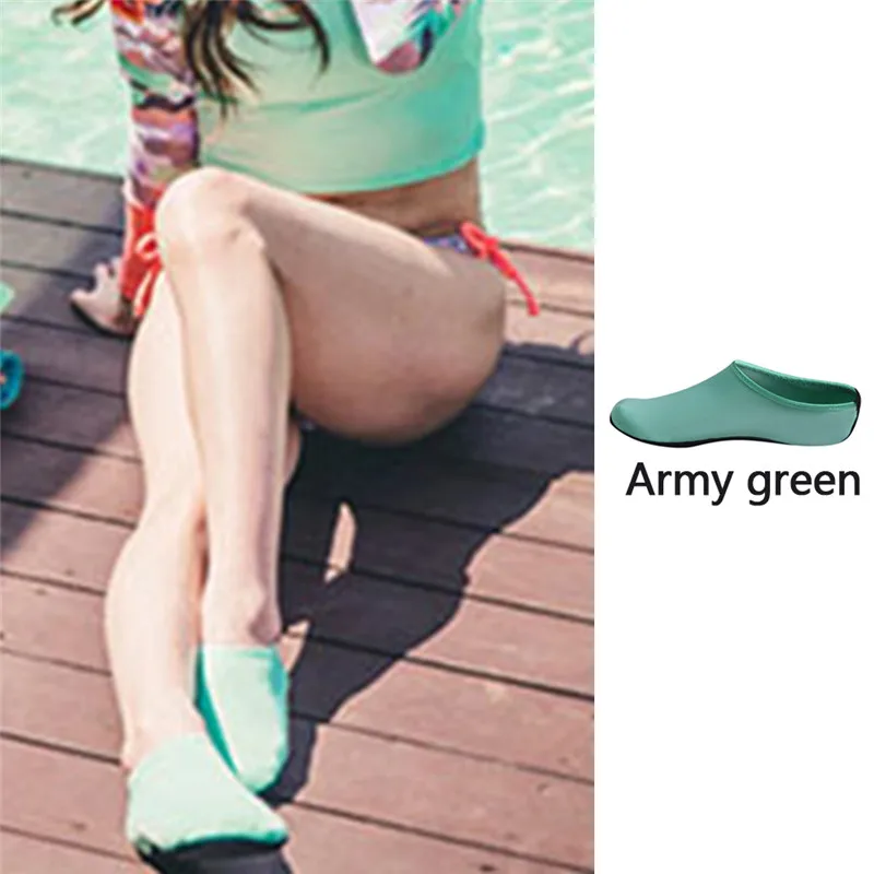 Водонепроницаемая обувь; акваобувь; пляжные кроссовки; унисекс; Латентная обувь для плавания; для вождения; для фитнеса; для отдыха; босиком; пляжная обувь; носки для дайвинга - Цвет: army green