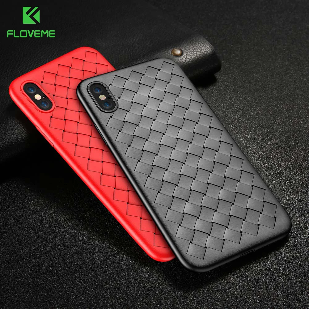 

FLOVEME Ultra Thin Soft Phone Case For iPhone XR 7 8 6 6S Plus X XS MAX Grid Woven Cover For iPhone XI 11 2019 Max 5 5S SE Funda