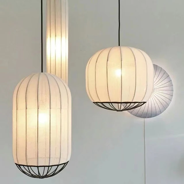 Modern simple style lantern-shaped cloth chandelier Pendant lights for dining room 6