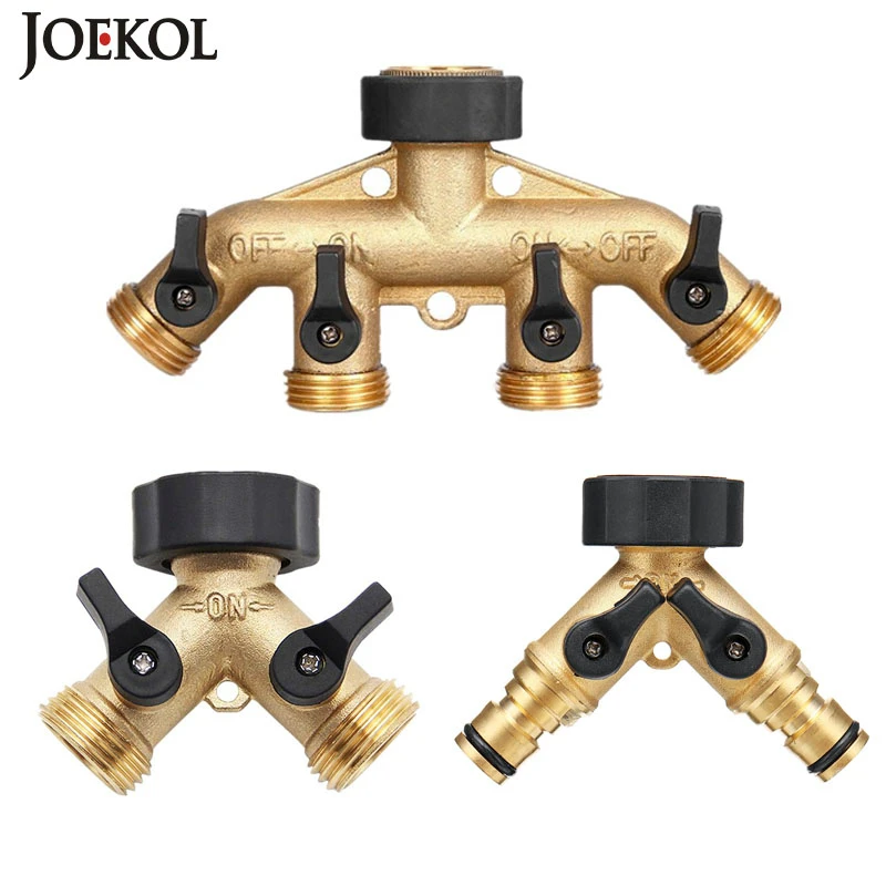 

Fast Shipping 3/4" 2/4 Way Brass Garden Hose Splitter Y-Type Watering Tap Connector Distributor For Outdoor Tap and Faucet