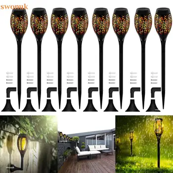 

swonuk Solar Flame Torch Light Flickering LED Outdoor Lamp Garden Decor Landscape Lawn Lamp Path Lighting Torch Lights Dropship