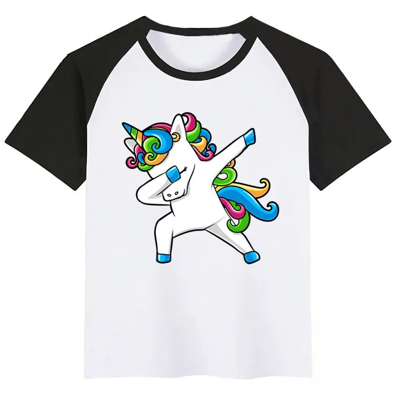 

Dabbing Unicorn T-Shirt O-Neck T-Shirt Boys and Girl Casual Short Sleeve Summer Kids Clothes Tshirt