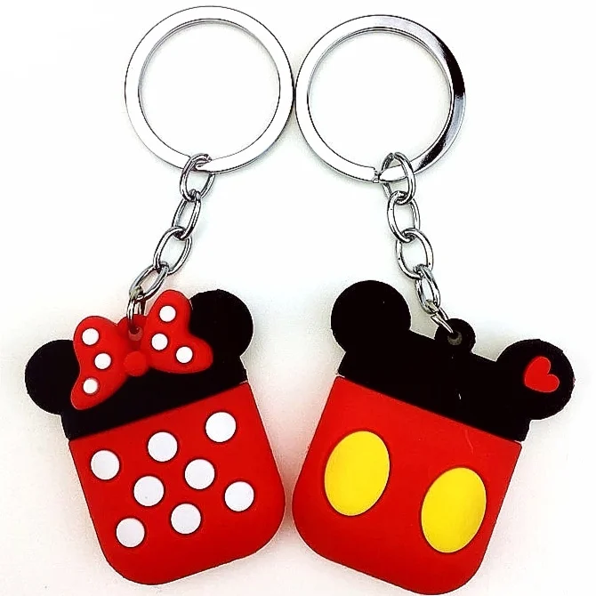 2 шт мультфильм брелок Микки Минни автомобиль женский милый красный цепь авто