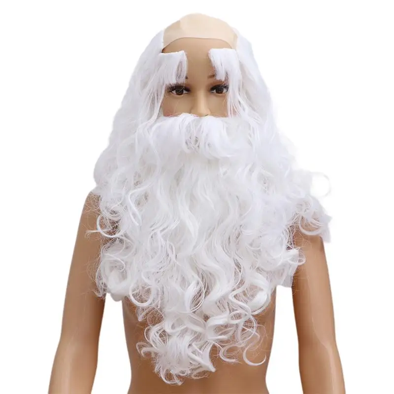 Санта Клаус белый длинный борода накладные брови Косплей подставки для головных уборов рождественские причудливые Санта косплей реквизит Рождественская вечеринка