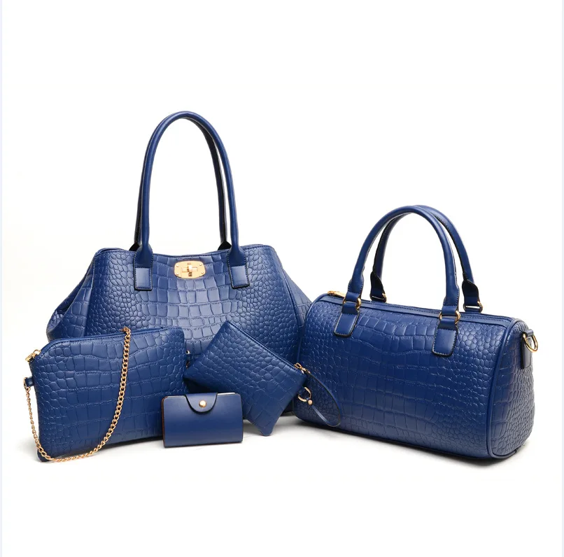 

WOMEN'S Bag Spring Occident Fashion New Style Alligator Print Handbag Five-Piece Different Size Bags Simple Women's Large Bag