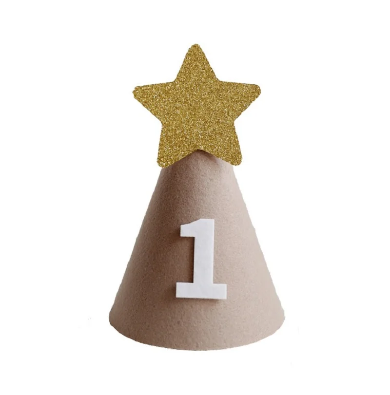 Baby Shower Khaki Happy Birthday Hat Korean Style Party Hat 3 years Aduluts Birthday Caps Kids Headwear 1st 2nd party hat