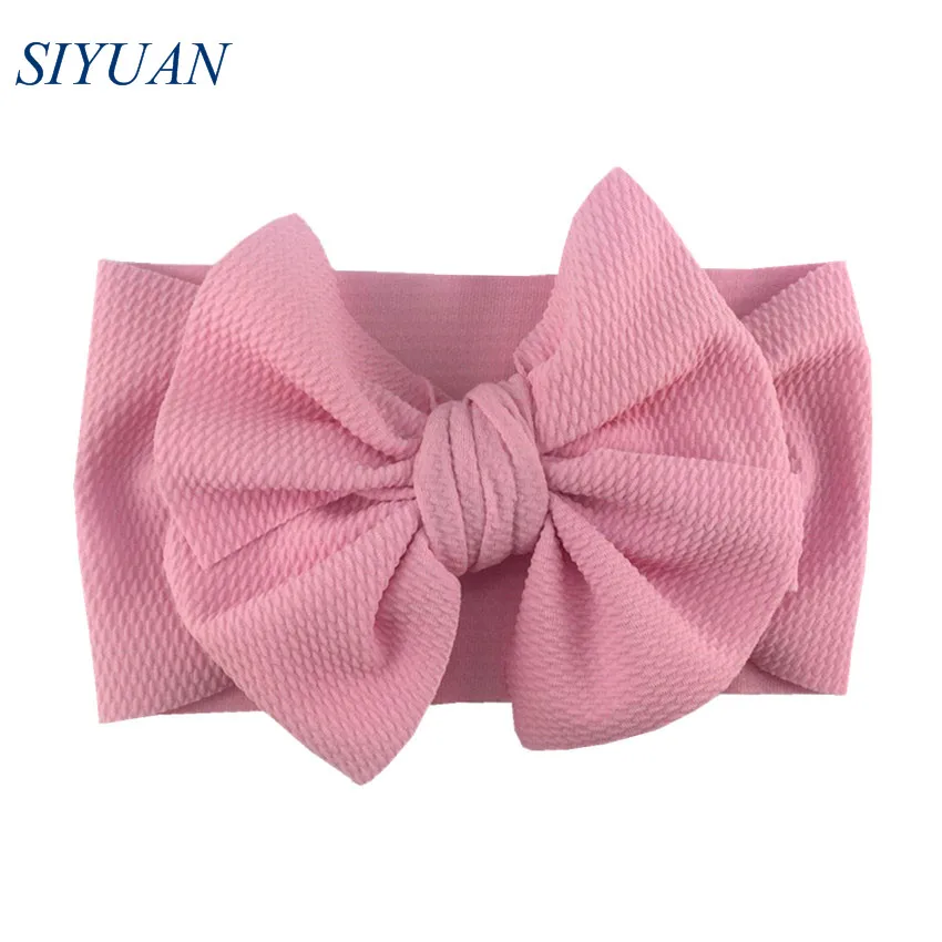 15pcs/lot DIY Boutique Kids Adjustable Waffle Headband with 6 inch Hair Bow Hotsale Princess Party Headwear 20 Colors HB104 - Цвет: 5-lt pink