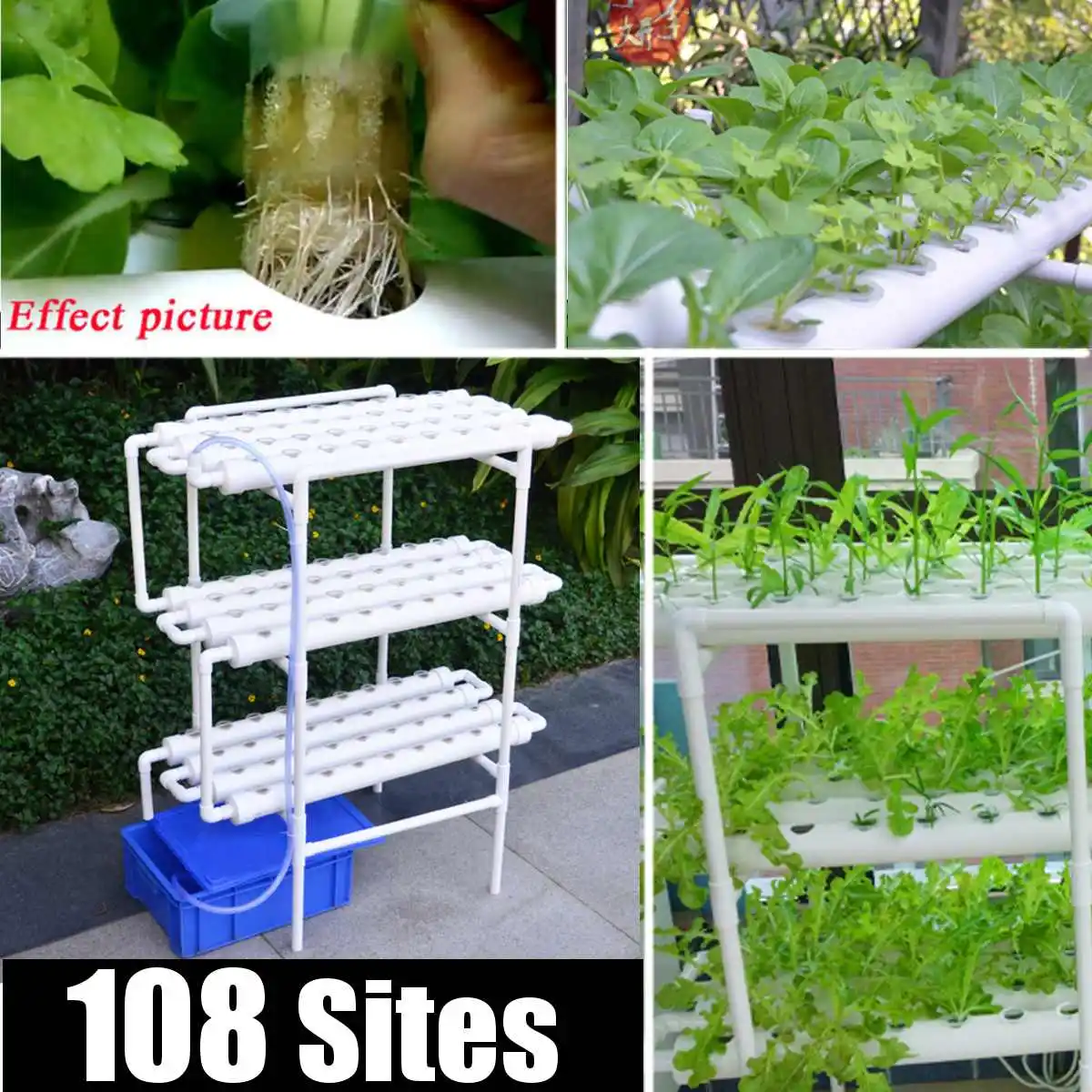 108/36 Holes Hydroponic Piping Site Grow Kit Water Culture Planting Box