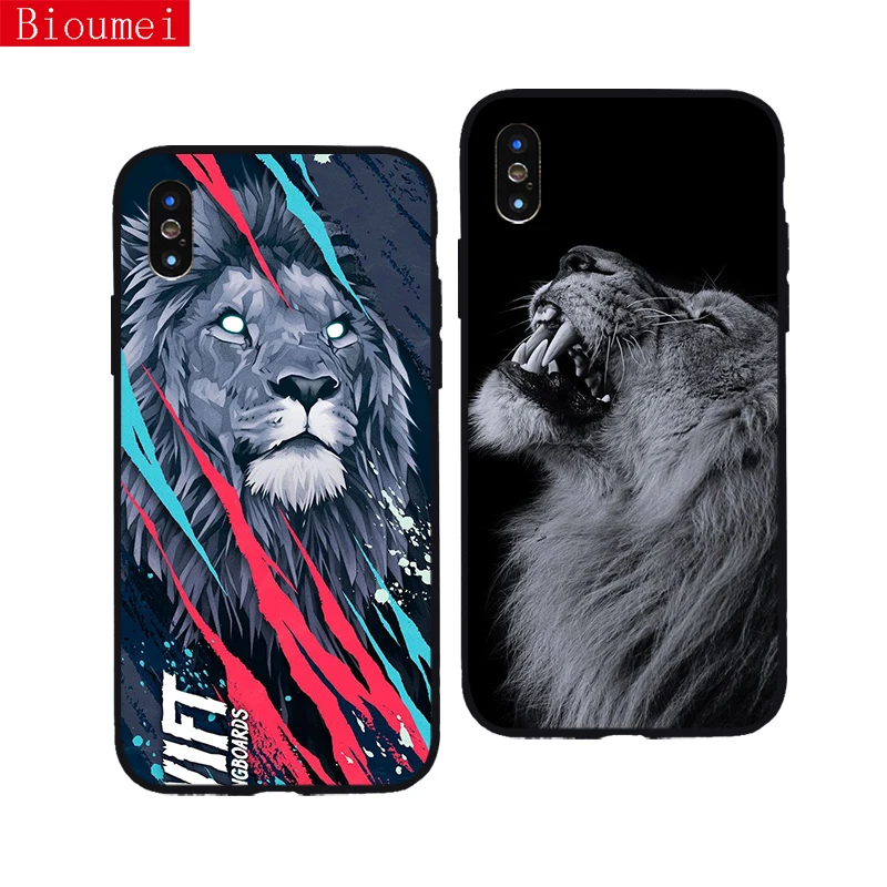 

Bioumei soft silicone TPU case for iPhone 11 Pro Max the forest lion case for iPhone 6 6s 7 8 Plus 5 XR Xs Max cover shell 102
