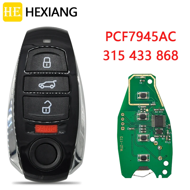HE Xiang Car Remote Key For VW Volkswagen Touareg 2010 2011 2012 2013 2014 PCF7945AC Chip 315/433/868MHz Replace Keyless Entry kigoauto smart car key yzvwtoua for volkswagen touareg 2011 2012 2013 2014 2015 2016 2017 4 button 315mhz remote key