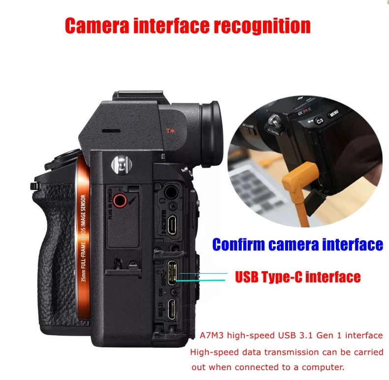 USB toType-c elbow online shooting line for Sony A7R3 A7M3 A73