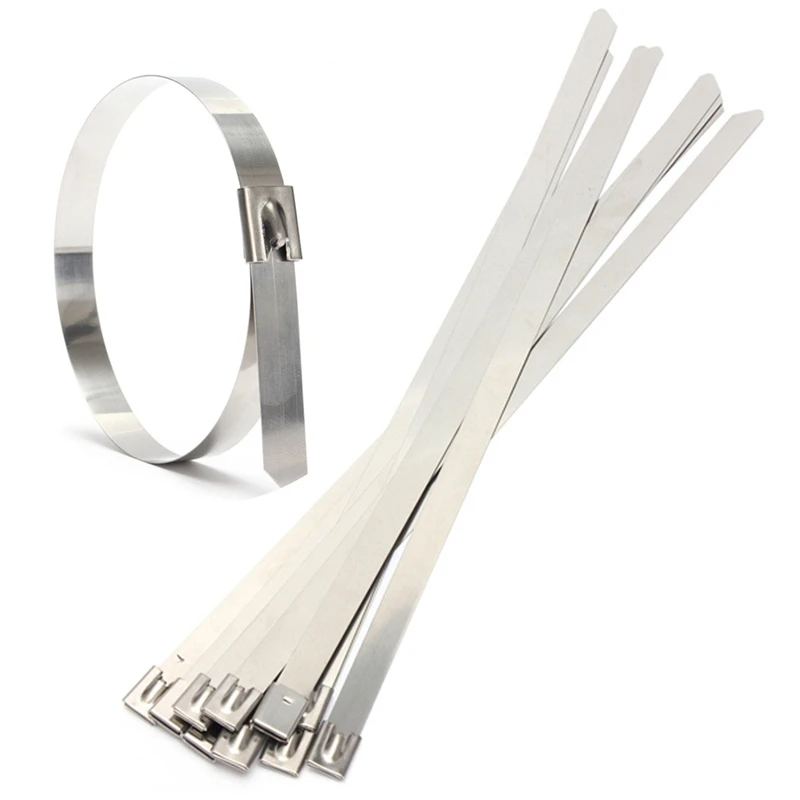 10Pcs Stainless Steel Metal Cable Ties Zip Wire Wraps Exhaust Straps ** 