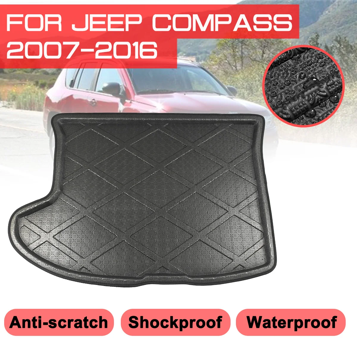 Автомобильный напольный коврик ковер для Jeep Compass 2007 2008 2009 2010 2016 задний багажник