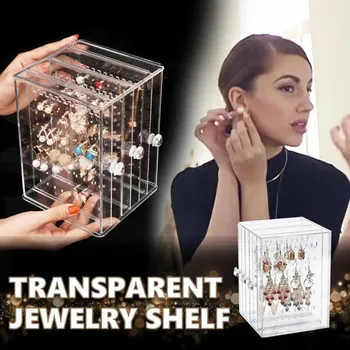 

3-Layers Acrylic Transparent Jewelry Display Shelf howing Shelf Earrings Display Stand Makeup Organizer Storage Boxes Stand 7.29