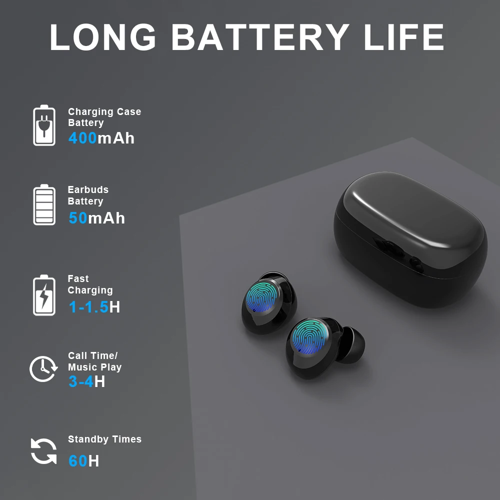 Беспроводные Bluetooth V5.0 наушники Myinnov M7 с сенсорным управлением стерео HD говорящие