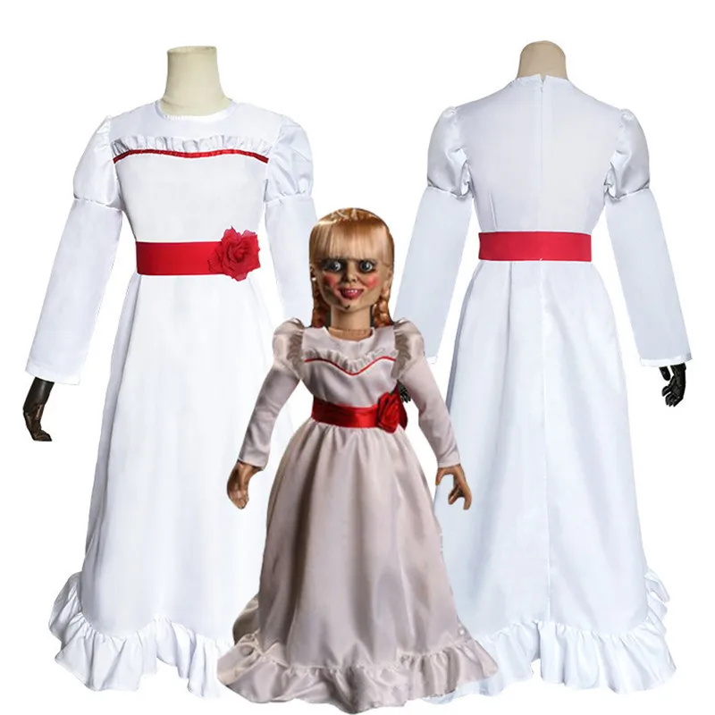 Annabelle Adult Child Cosplay Costume Lady Woman Halloween Horror White