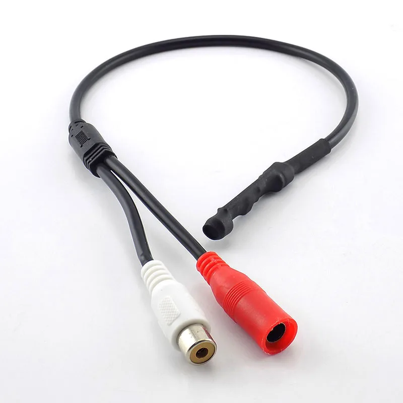 DC 12V мини-микрофон пикап Звуковой Монитор прием аудио RCA Мощность кабель для CCTV камеры DVR видео наблюдения K09