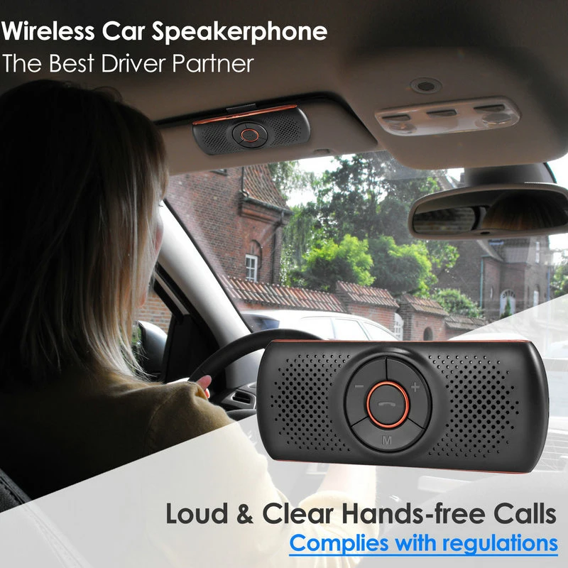 Car Bluetooth 4.2 Car Speakerphone Stereo Music Receiver Player Sound Enhanced Bass/Built-In Mic/Tf Card Player Aux Hands Free C