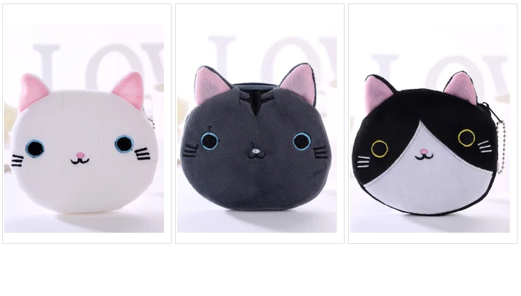 Kawaii кошка плюшевый Кошелек Дети молния круг Монета мешок ключ наушники Органайзер мини дети мультфильм животных кошелек сумка кулон