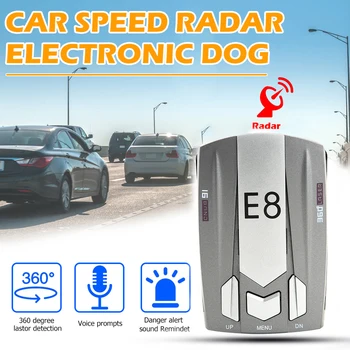 

E8 Car Radar Detector English Russian Human Voice 360° Auto Vehicle Speed Alert Alarm Warning X K Anti radar Car Detector